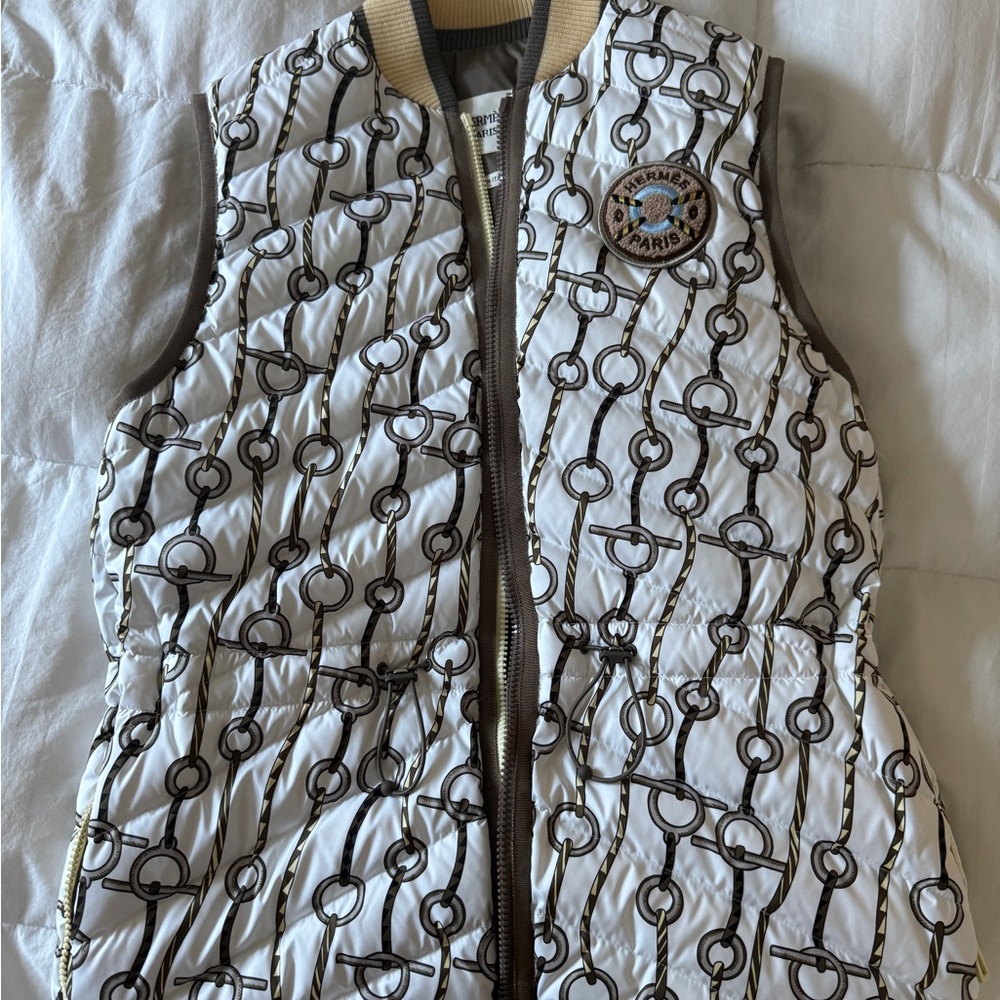 Hermes Chic Quilted Vest with Chain Print